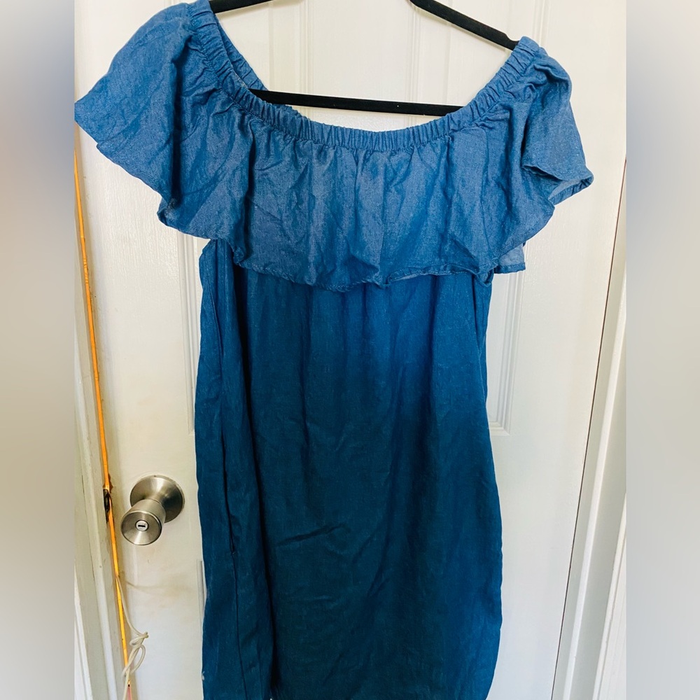 Off-Shoulder Blue Dress